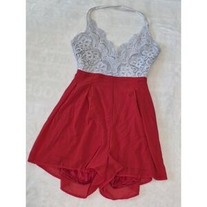Moxeay womens large white crochet halter top mini red dress with shorts under